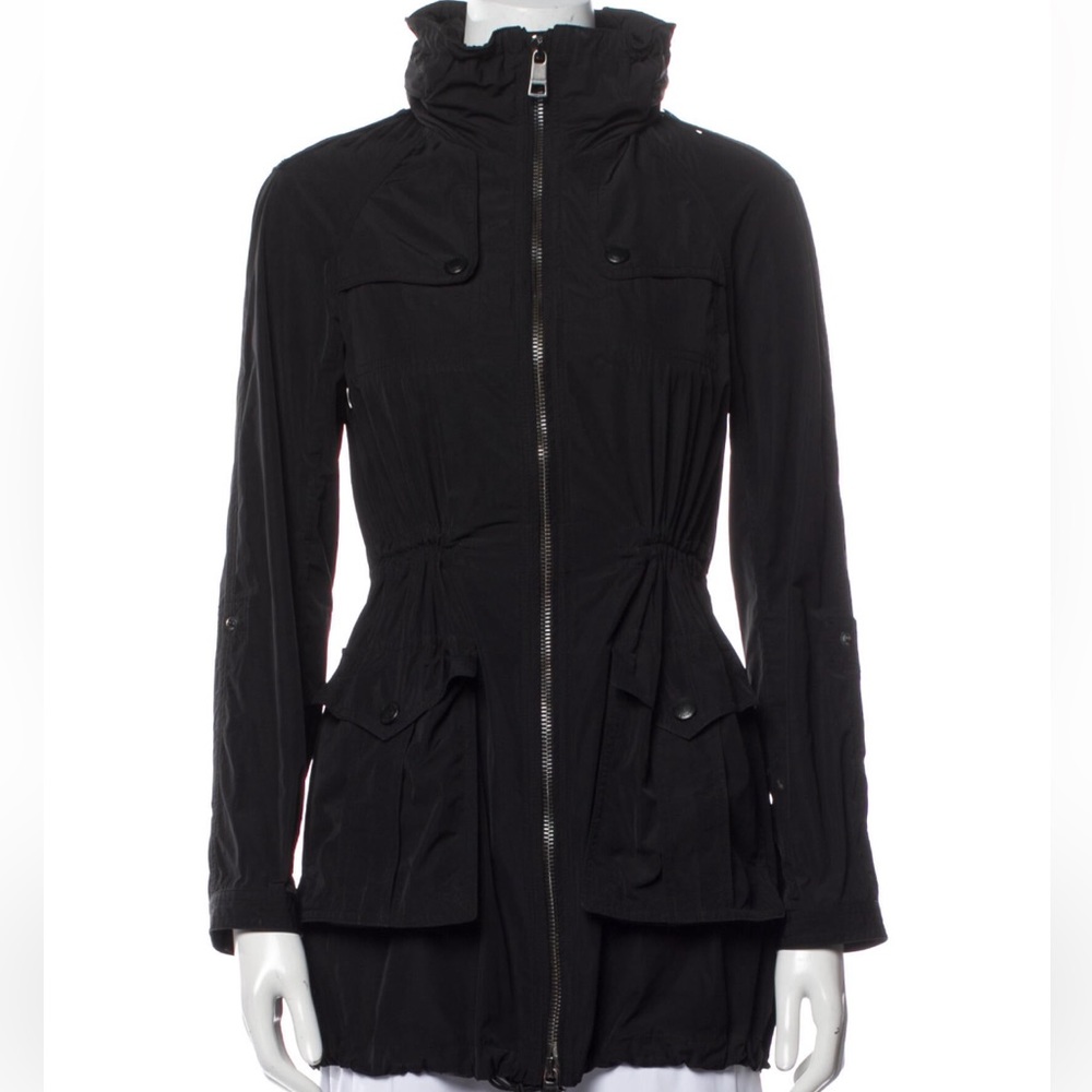 Burberry Brit Black Rain Windbreaker Jacket SZ 2